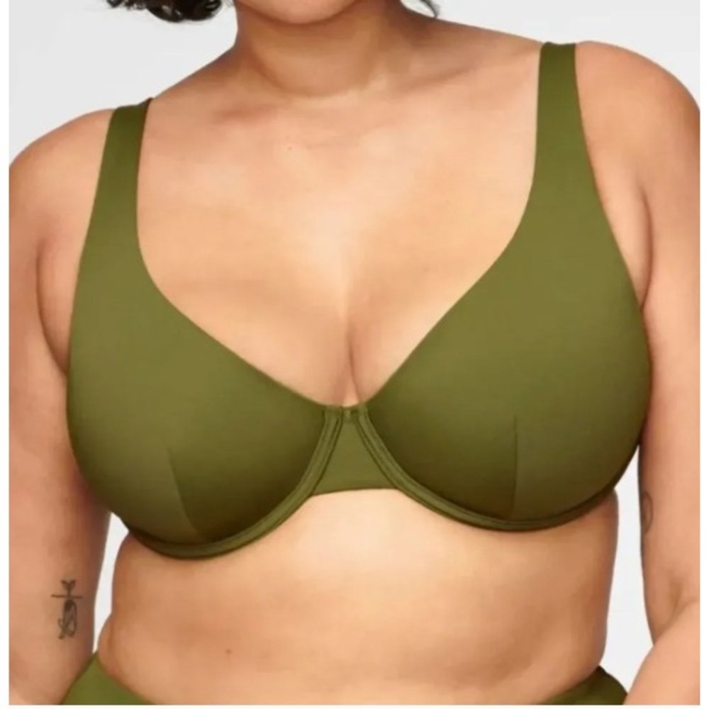 CUUP The Plunge Underwire Bikini & Highwaist Bottom Set Fern Green 17 5XL‎ NEW